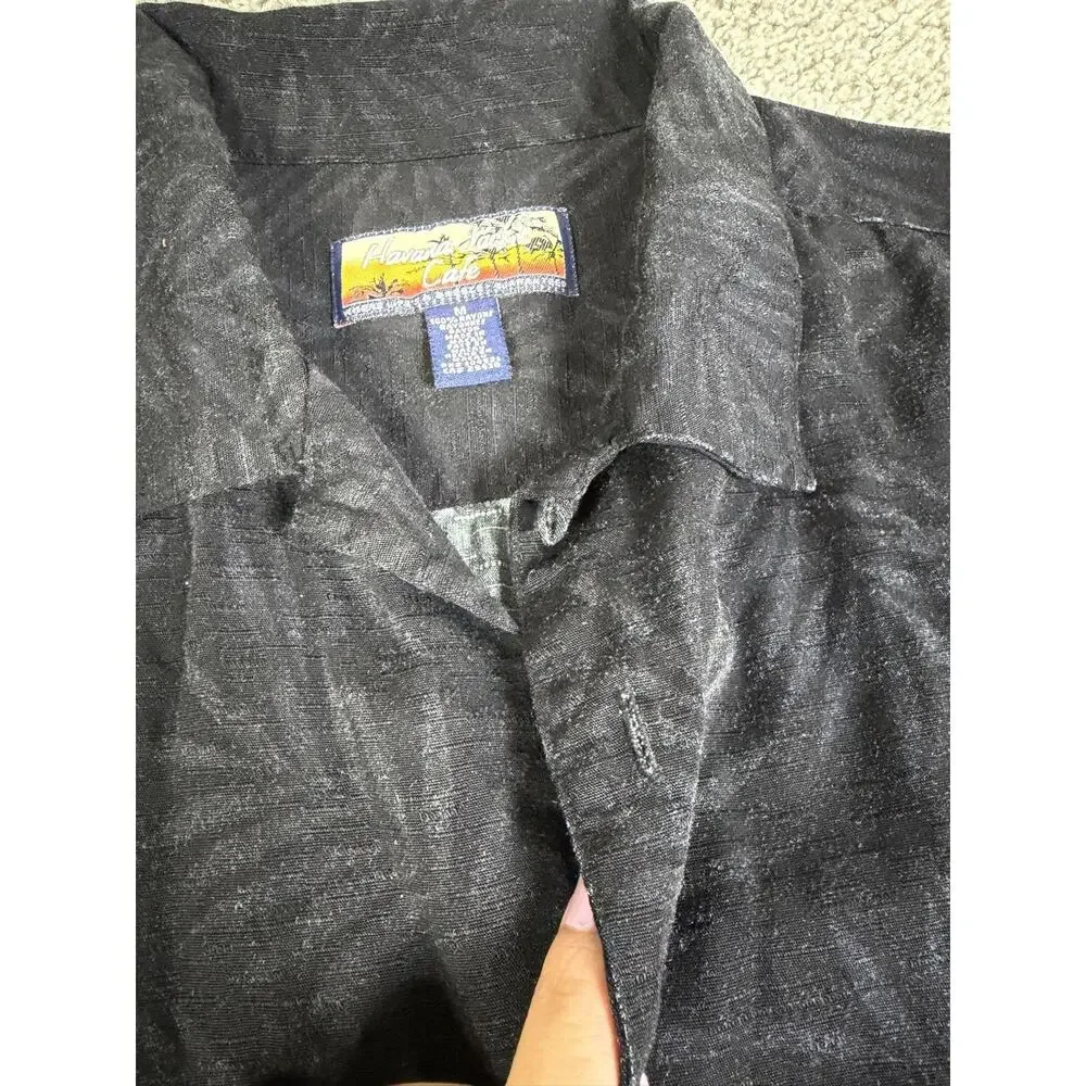 Havana Jack's Cafe Shirt Mens M Black Short Sleeve Button Up Rayon Floral